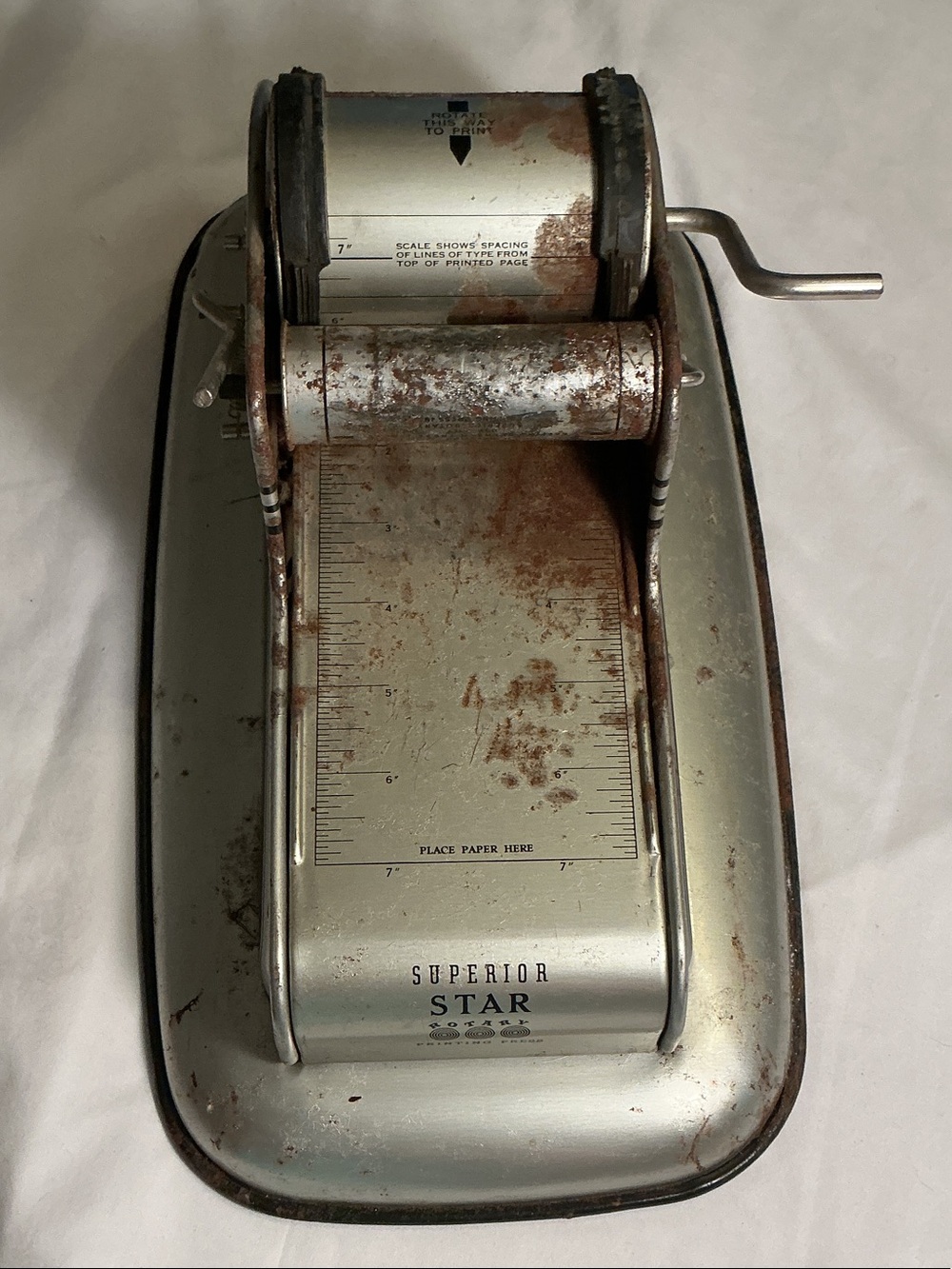 Antique 1950’s Superior Star Rotary Printing Press display piece or restorable